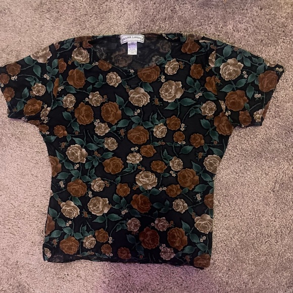 Frazier Lawrence Vintage Short Sleeve Floral Burnout Tee (Small) - Picture 1 of 5